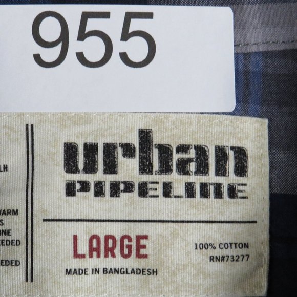 Urban Pipeline* Men's Short Sleeve Snap Button Down Curved Hem Plaid Shirt~Large - Picture 4 of 12